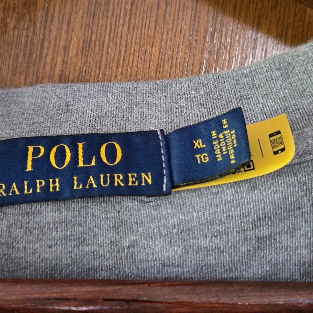 Polo Ralph Lauren Mens XL Heather Gray Short Sleeve Jersey Cotton Polo Shirt